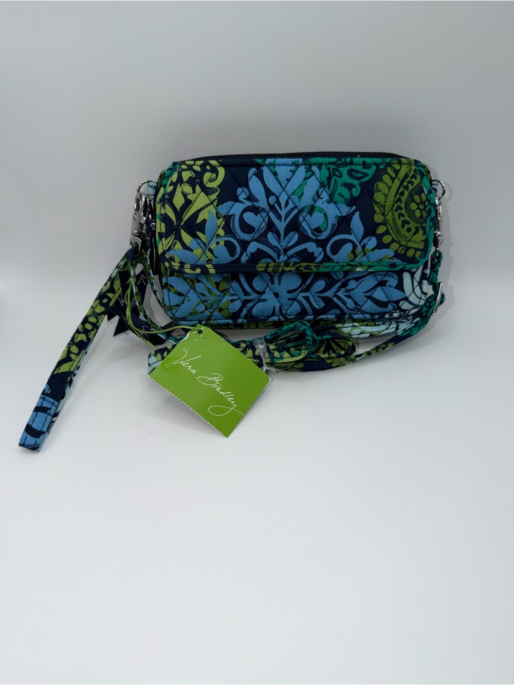 Vera Bradley Blue & Green Floral Print Convertible Crossbody Wristlet